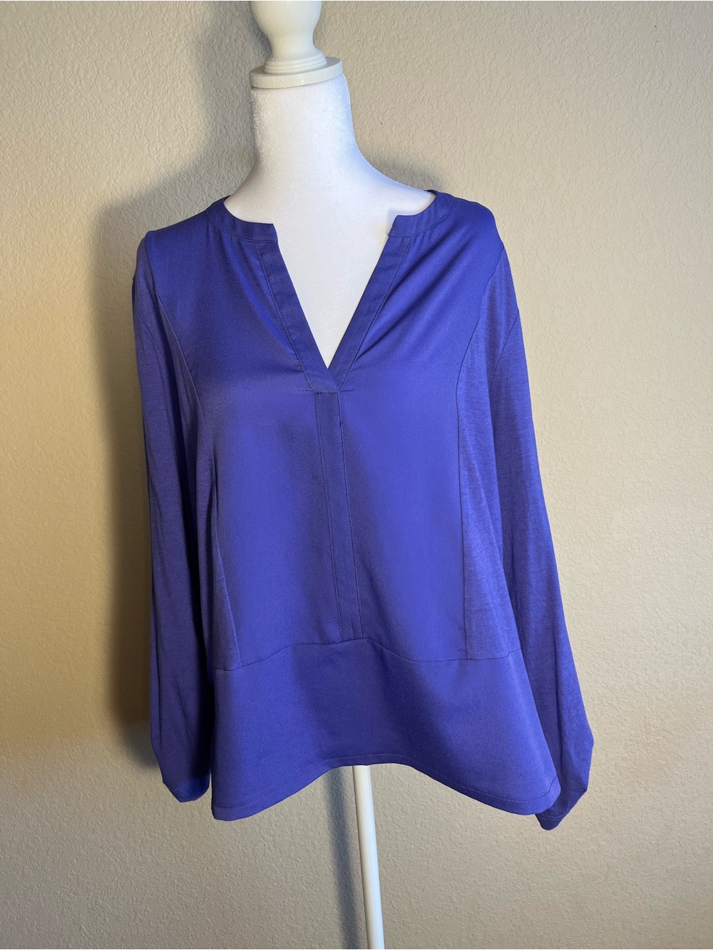 Chico's Royal Purple V-Neck Long Sleeve Blouse